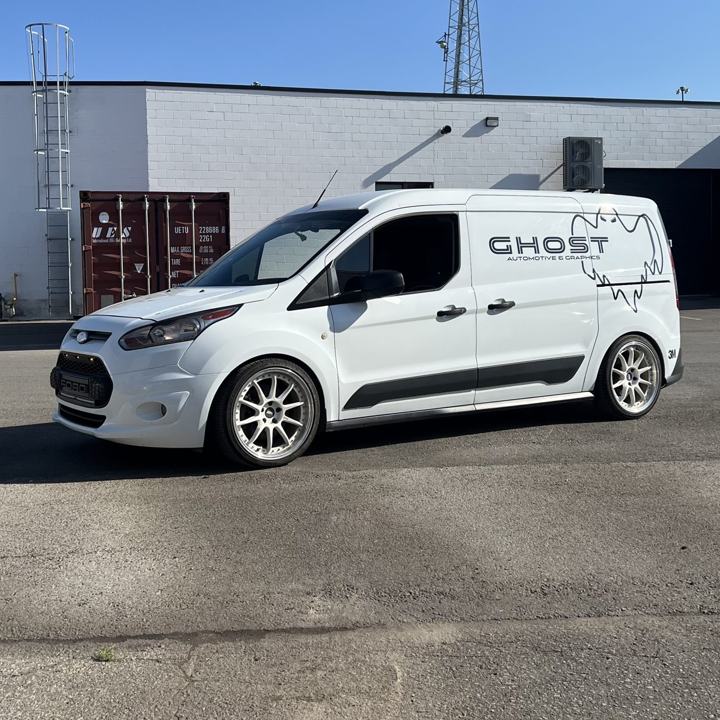 Our Ghost Transit Connect: Graphics, Coilovers, Wheels